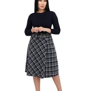 Vero Moda Women Checkered Fit And Flared Casual Dress, Navy Blue xs